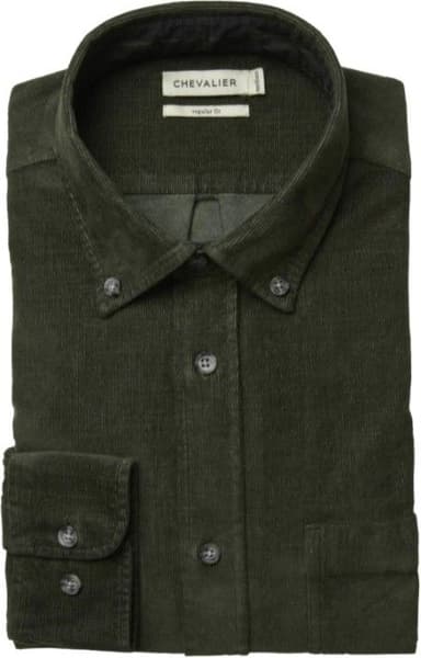 Overton Corduroy Shirt Men Dark Green, view: 1