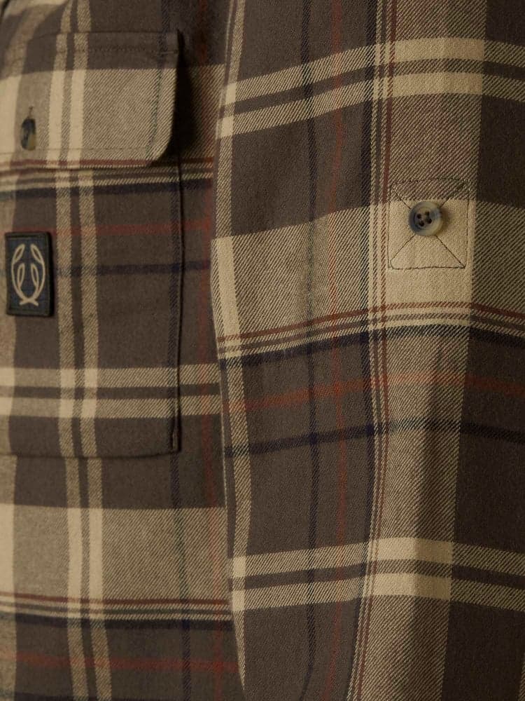 Heron Flannel Shirt Men Soil Brown Checked, view: 4