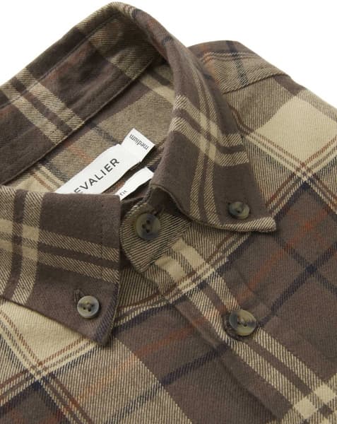 Heron Flannel Shirt Men Soil Brown Checked, view: 2