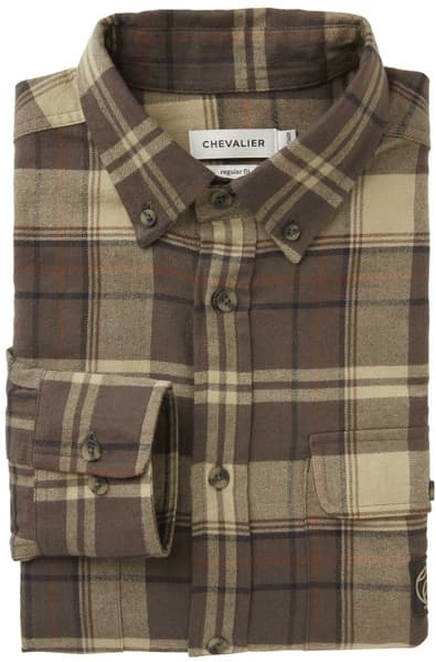 Heron Flannel Shirt Men Soil Brown Checked, view: 1
