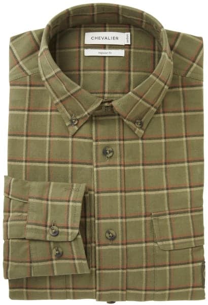 Heron Flannel Shirt Men Field Green Checked, view: 1