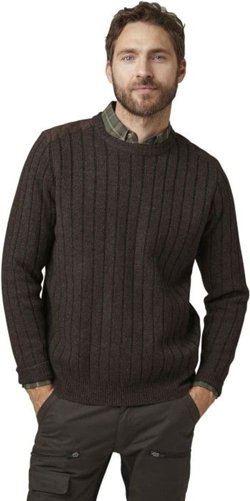 Fjord Plated Wool RN Sweater Brown Herre, view: 1