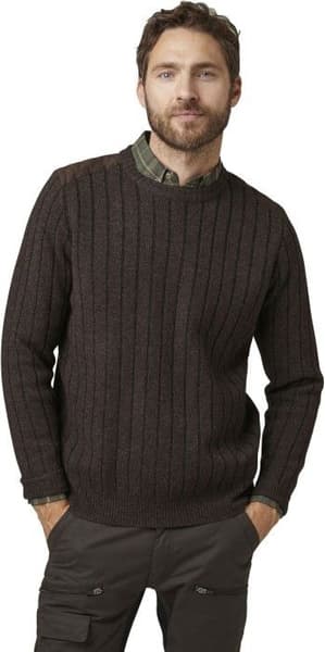 Fjord Plated Wool RN Sweater Brown Herre, view: 1