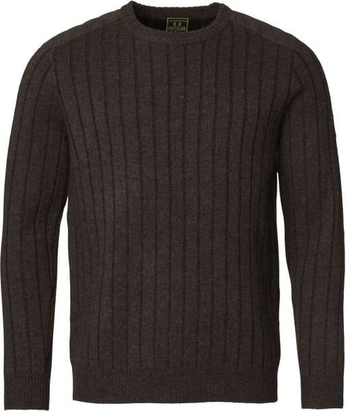 Fjord Plated Wool RN Sweater Brown Herre, view: 0