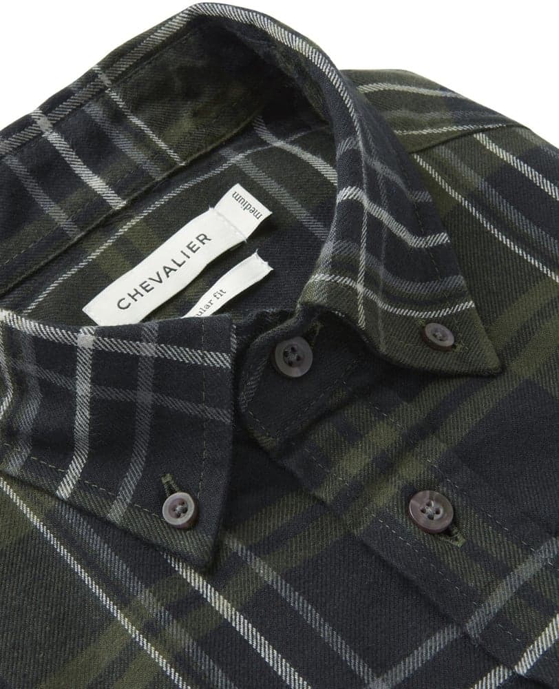 Heron Flannel Shirt Men October Green Checked, view: 3
