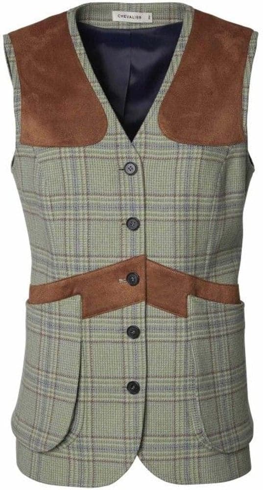 Advie Tweed Shooting Vest Women Willow Green Checked, view: 0