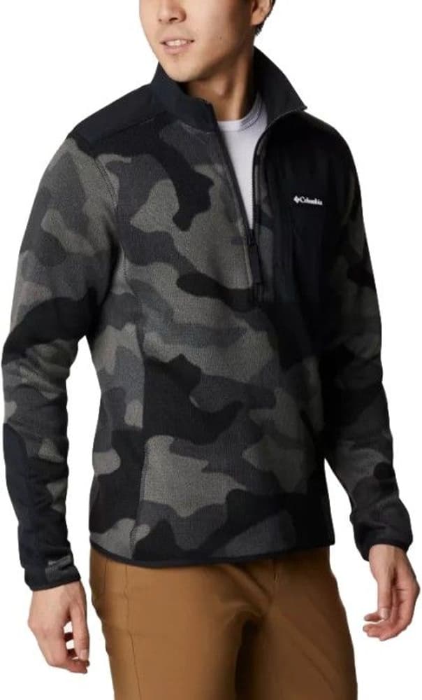 M's Sweater Weather Printed Half Zip Camo Black Mod, view: 3