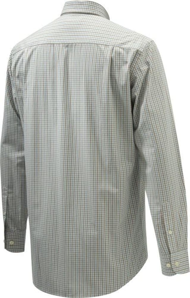 M's Wood Button Down Shirt Tan Light Blue Check, view: 1