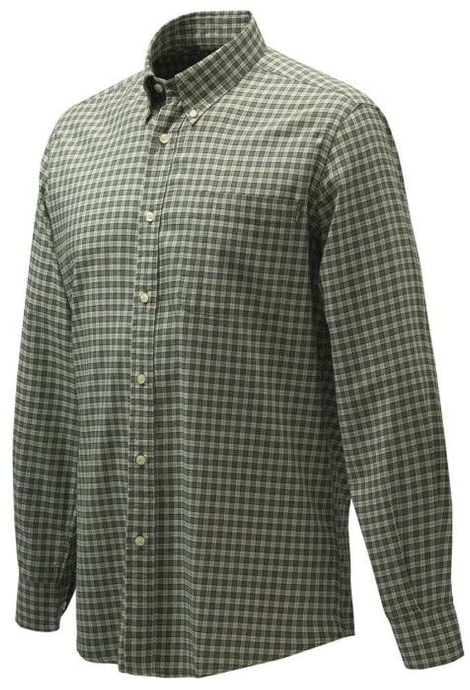 M's Wood Button Down Shirt White & Green Check, view: 0