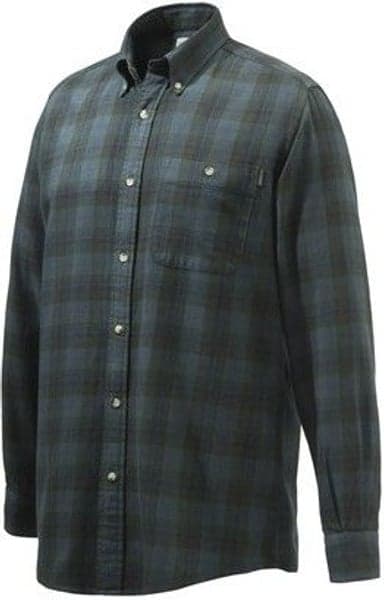 Wood Flannel Button Down Shirt Beige & Green, view: 0