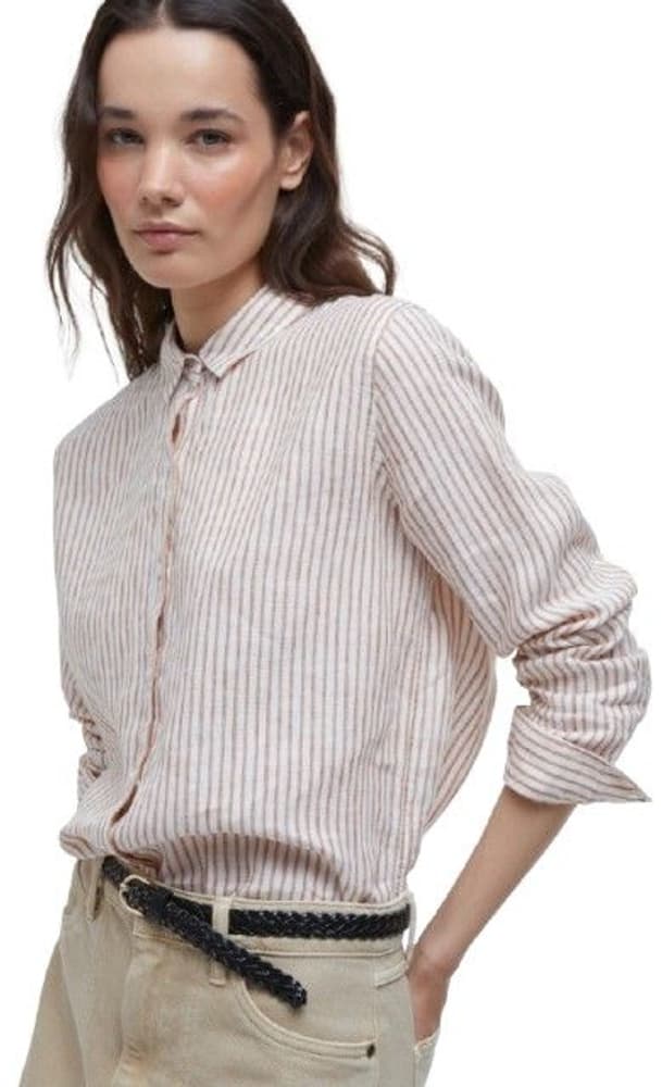 W's Marine Linen Shirt Bran Stripe, view: 3