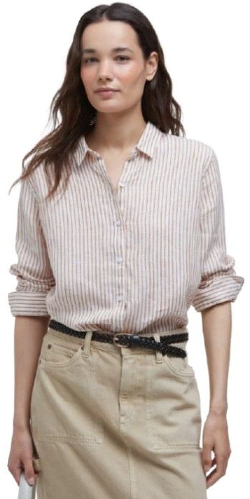 W's Marine Linen Shirt Bran Stripe, view: 1