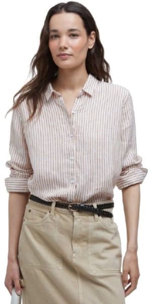 W's Marine Linen Shirt Bran Stripe, productDetailPage.view: 1
