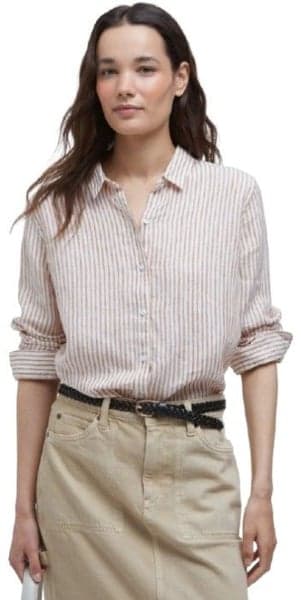 W's Marine Linen Shirt Bran Stripe, view: 1