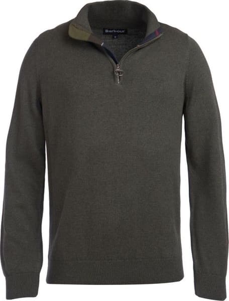 M's Cotton Half Zip Olive Marl, view: 0