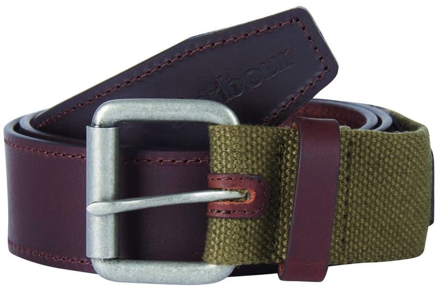 Webbing Leather Belt Olive/Brown, view: 0