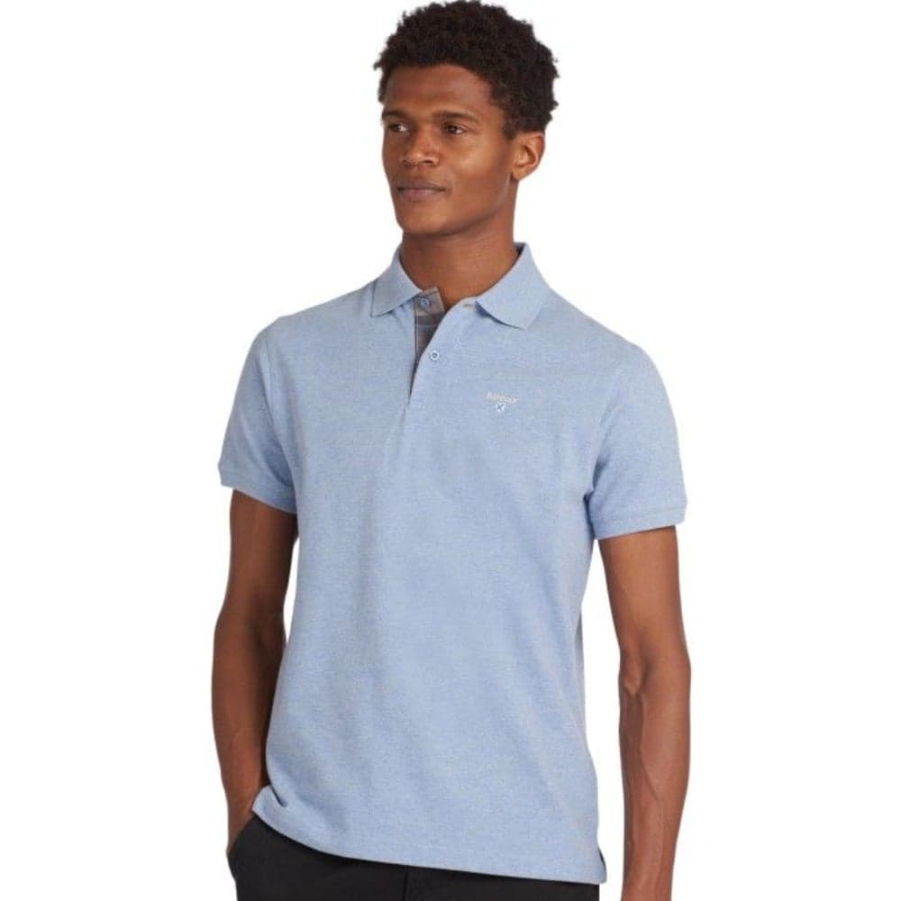 M's Tartan Pique Polo Shirt Sky Marl, view: 1