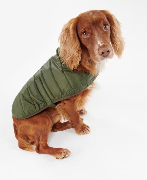 Baffle Quilt Dog Coat Olive, view: 4