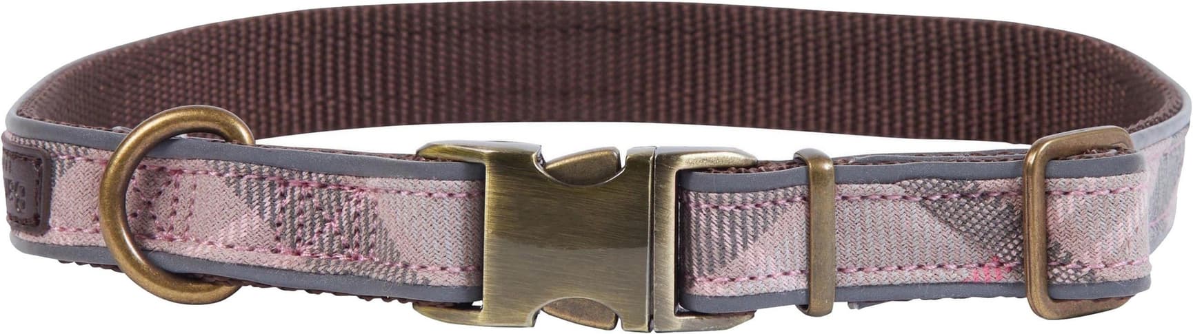 Reflective Dog Collar Taupe/Pink Tartan, view: 0