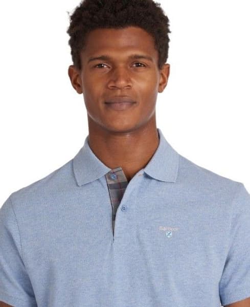 M's Tartan Pique Polo Shirt Sky Marl, view: 3