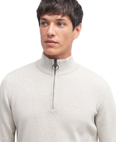 M's Cotton Half Zip Knitted Jumper Mist, view: 3