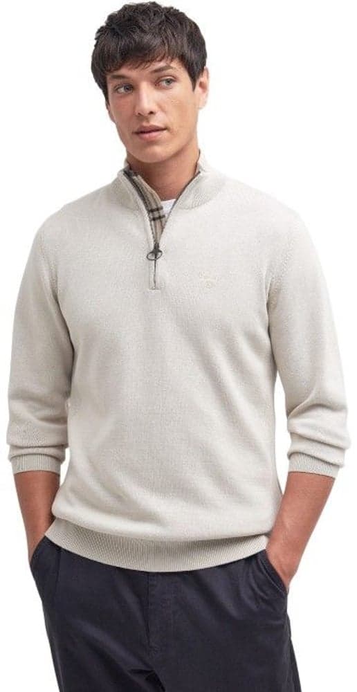 M's Cotton Half Zip Knitted Jumper Mist, view: 1