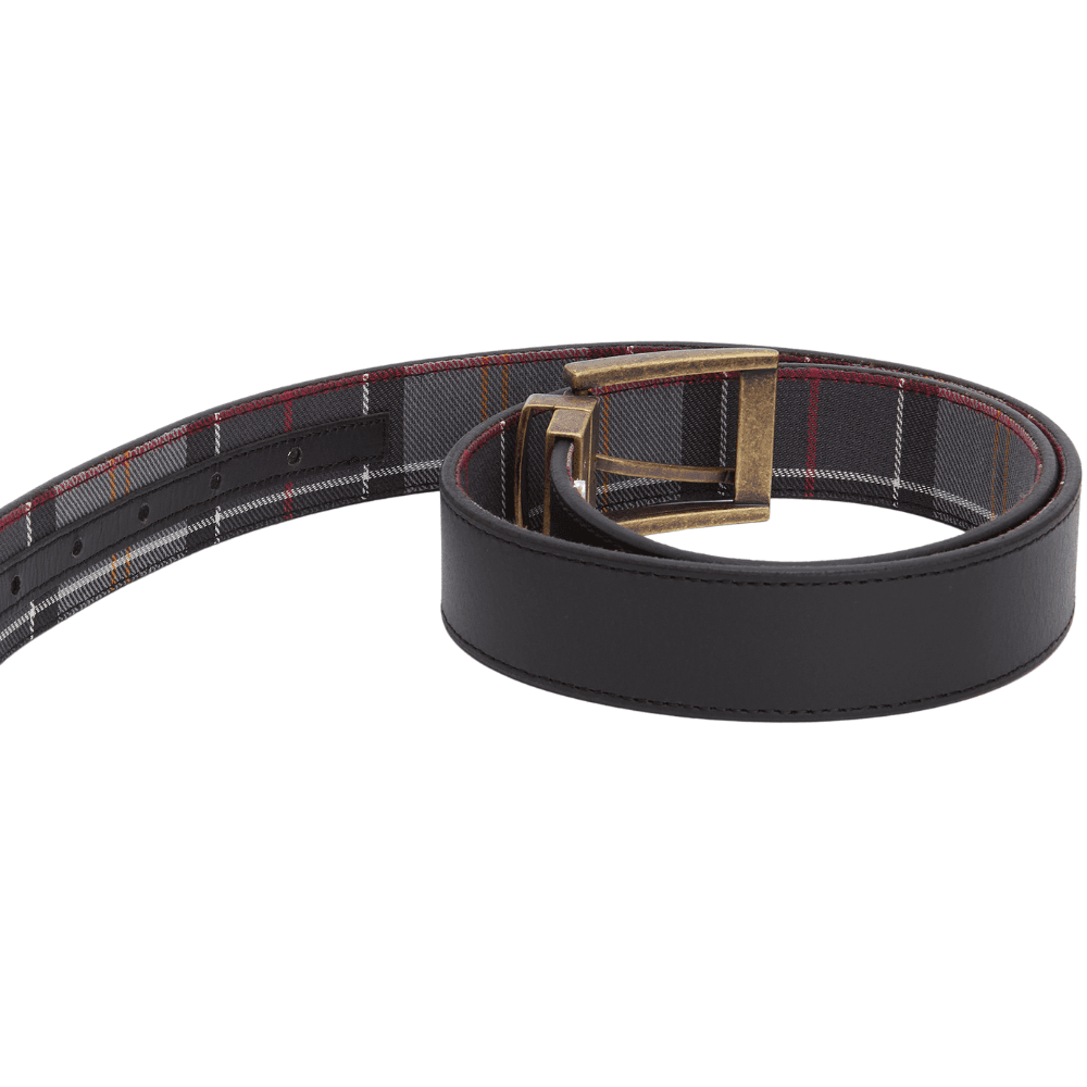 M's Reversible Tartan Leather Belt Black/Modern Tartan, view: 1