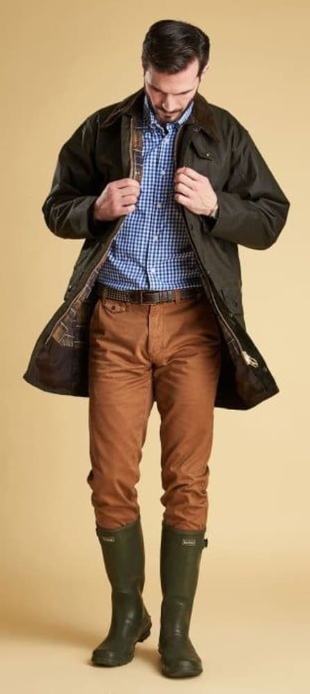 M's Classic Northumbria Wax Jacket Dark Olive Check, view: 1