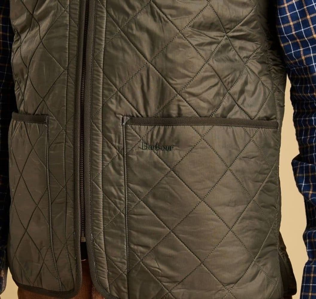 M's Polarquilt Waistcoat Zip In Liner Dark Olive Check, view: 10