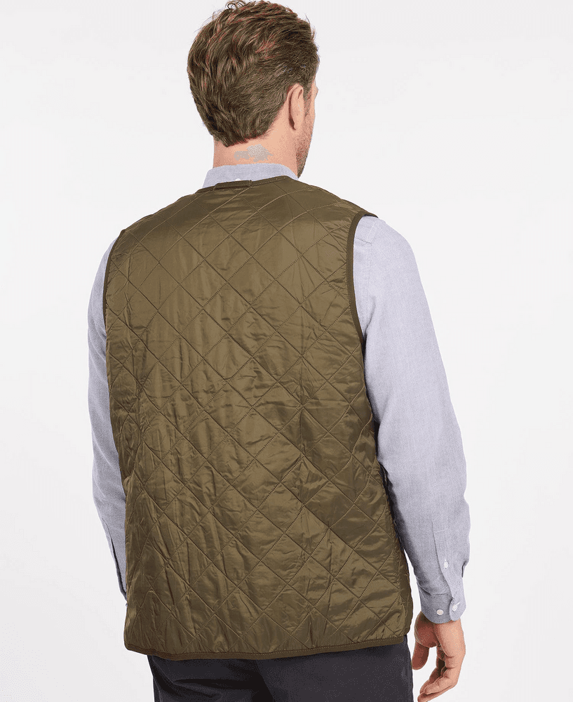M's Polarquilt Waistcoat Zip In Liner Dark Olive Check, view: 2