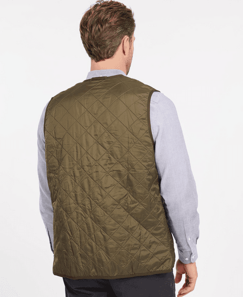 M's Polarquilt Waistcoat Zip In Liner Dark Olive Check, view: 2