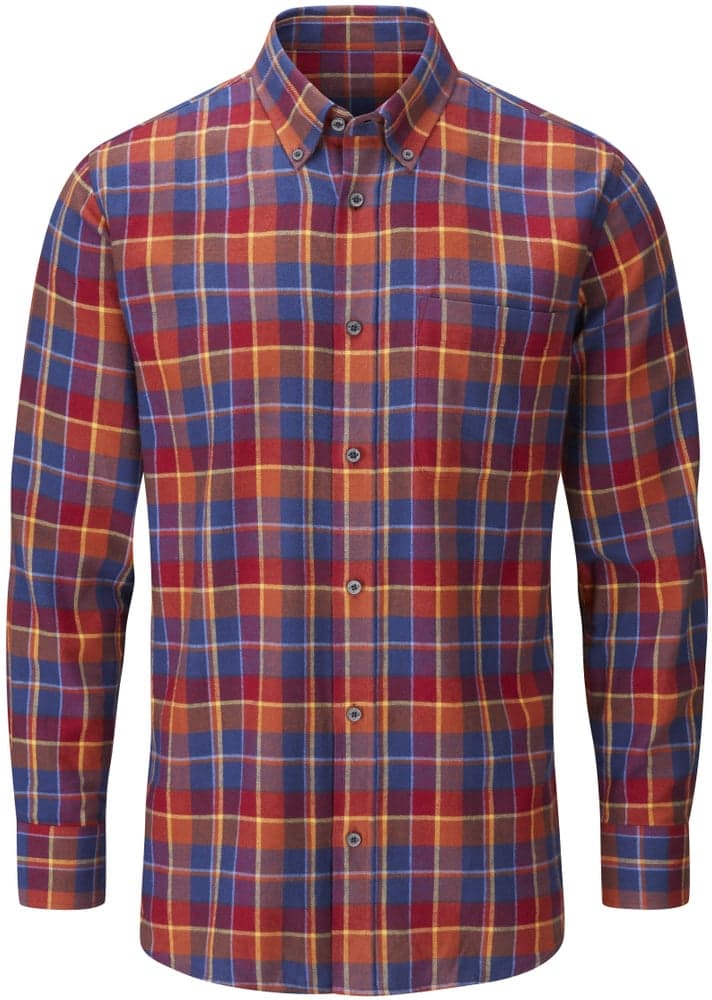 M's Ilkley Flannel Button Down Collar Shirt Red Check, view: 0