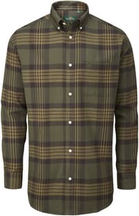 M's Ilkley Flannel Button Down Collar Shirt Olive Check - view: 0