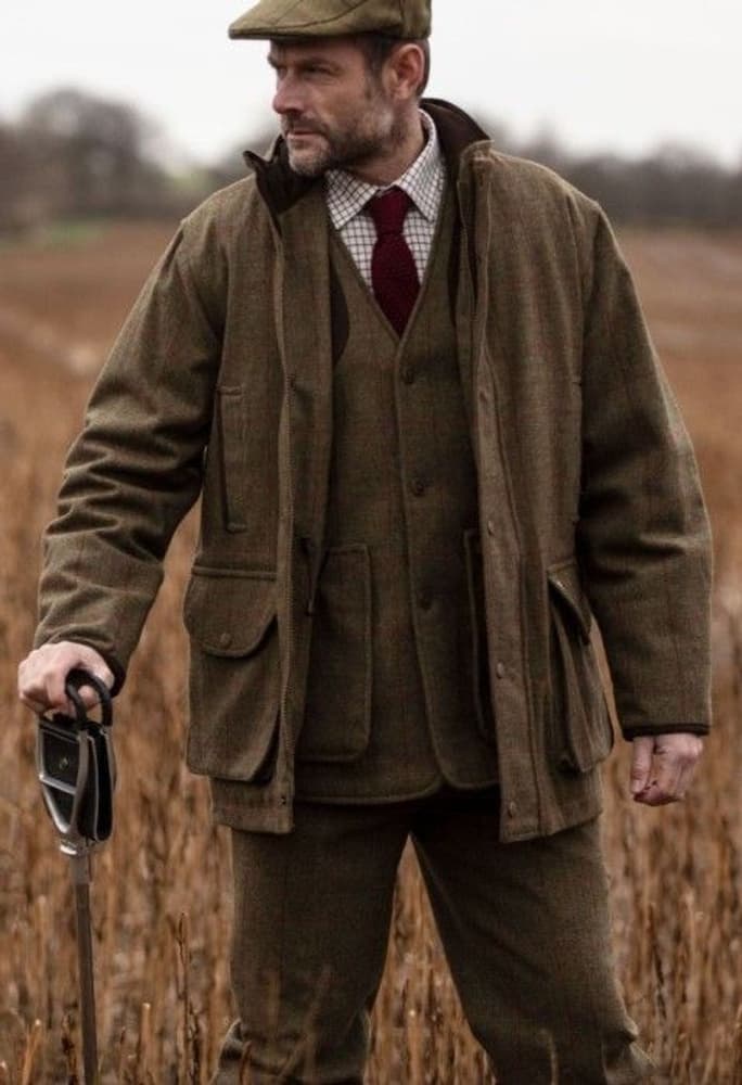 M's Combrook Waterproof Tweed Shooting Field Coat Sage, view: 3