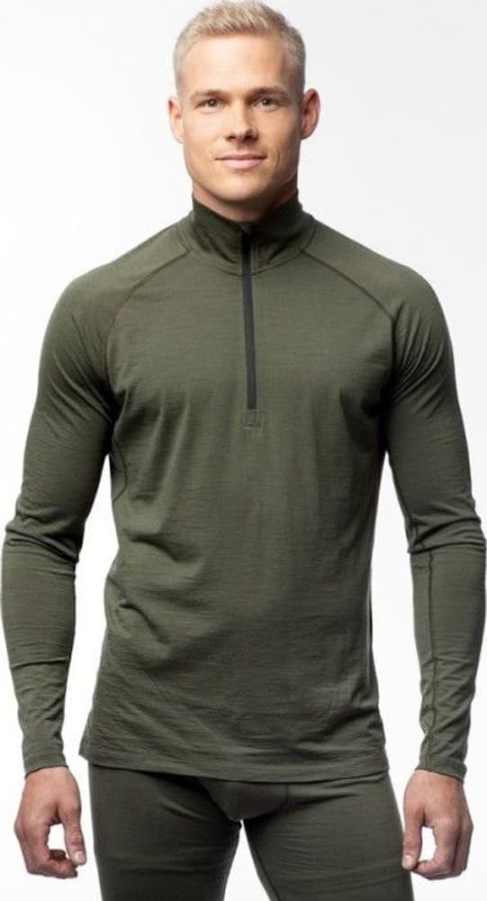 M's Merino Base Layer Half-Zip Top Hunting Green, view: 1