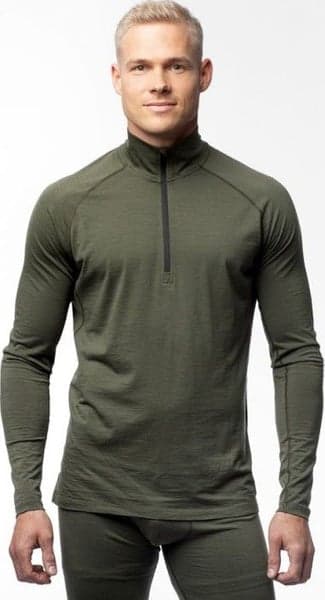 M's Merino Base Layer Half-Zip Top Hunting Green, view: 1