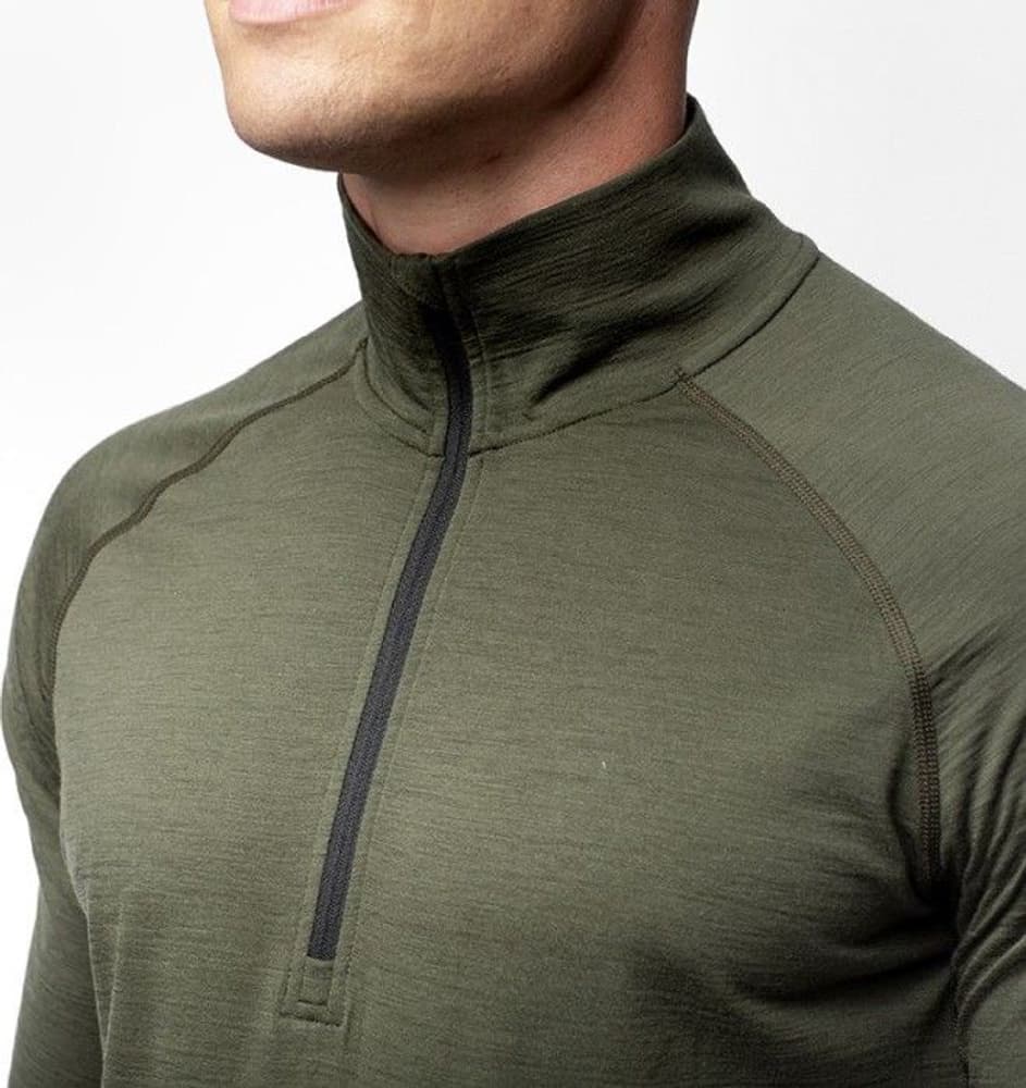 M's Merino Base Layer Half-Zip Top Hunting Green, view: 3