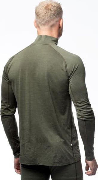 M's Merino Base Layer Half-Zip Top Hunting Green, view: 2