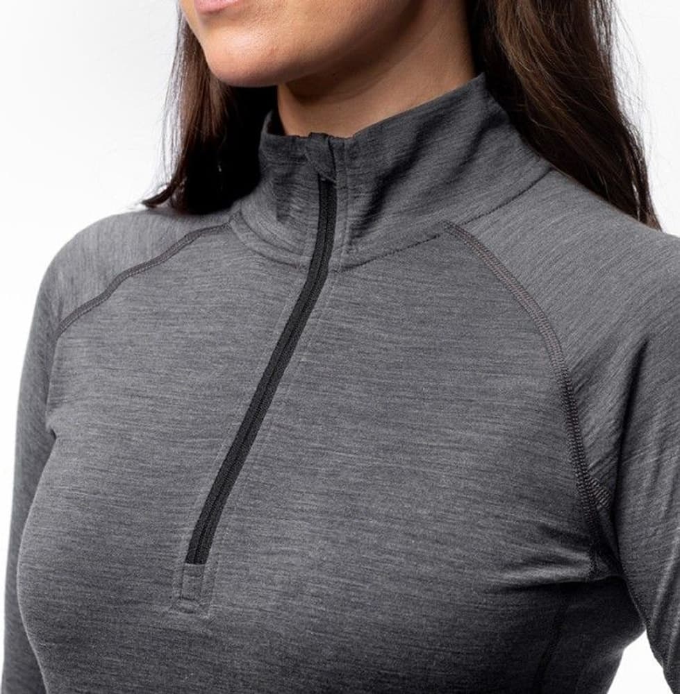 W's Merino Base Layer Half-Zip Top Dark Grey, view: 3