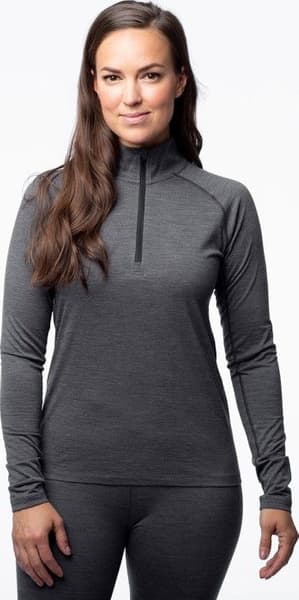 W's Merino Base Layer Half-Zip Top Dark Grey, view: 1