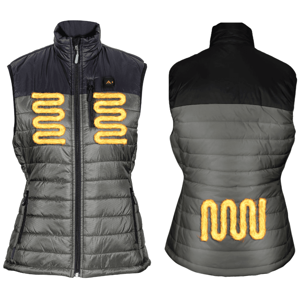 Heat Puff Vest Dunfri Varmevest Dame inkl Powerbank Grågrønn, view: 2