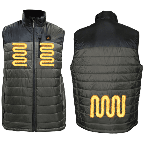 Heat Puff Vest Dunfri Varmevest Herre inkl Powerbank Grågrønn, view: 2