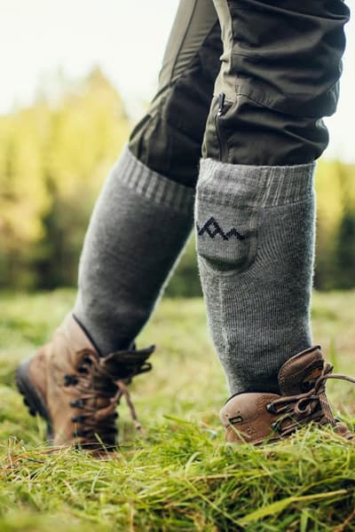 Heated Everyday Socks w.batteries V2 Cream, view: 7