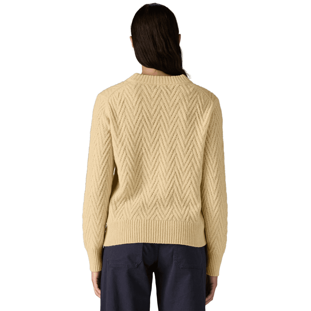 W's Recycled Wool-Blend Crewneck Sweater Chevron Cable: Dark Natural, view: 2