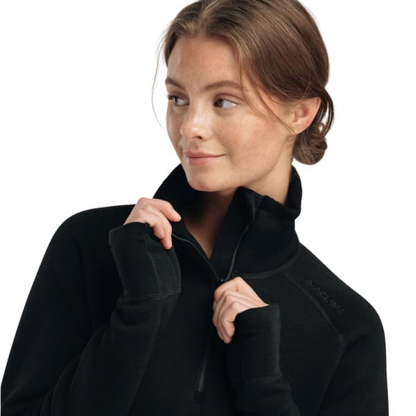 W's Fleecewool V2 Polo W/ Zip Jet Black, view: 2