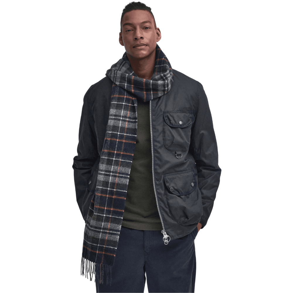 New Check Tartan Scarf Navy/Dark Ginger, view: 2