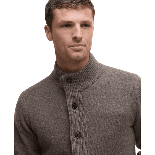M's Essential Patch Zip Through Knitted Jumper Dark Stone, view: 4