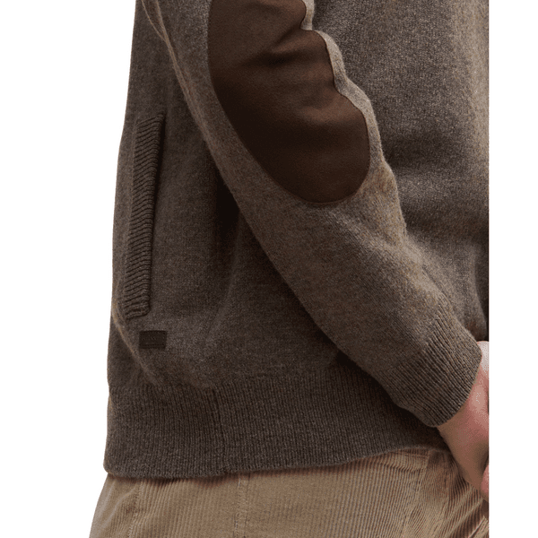 M's Essential Patch Zip Through Knitted Jumper Dark Stone, view: 5