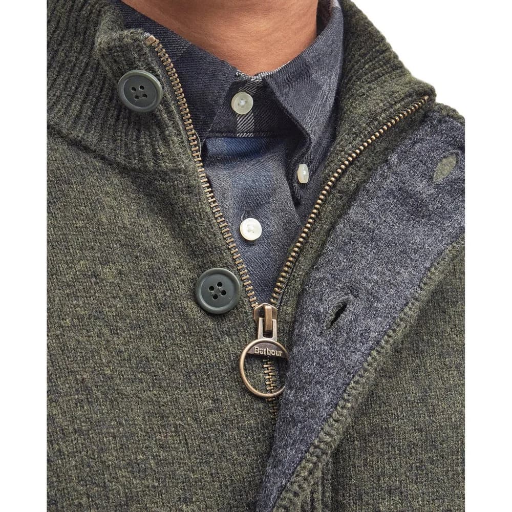 M's Essential Patch Zip Through Knitted Jumper Seaweed, view: 5