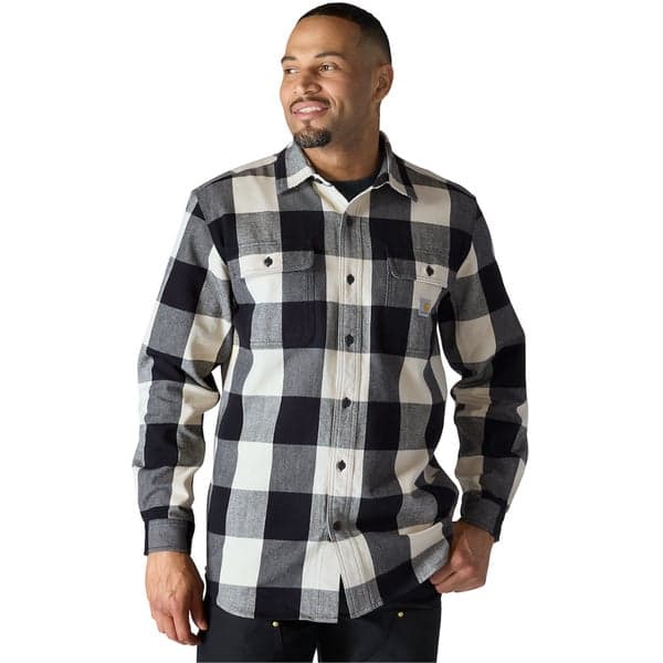 Carhartt M's Long-Sleeve Plaid Shirt Oat Milk, view: 2